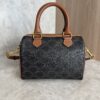 Celine Triomphe Canvas Calfskin Small Boston Bag Tan