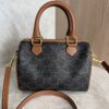 Celine Triomphe Canvas Calfskin Small Boston Bag Tan