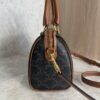 Celine Triomphe Canvas Calfskin Small Boston Bag Tan