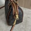 Celine Triomphe Canvas Calfskin Small Boston Bag Tan