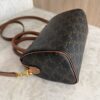 Celine Triomphe Canvas Calfskin Small Boston Bag Tan