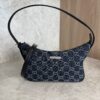 Gucci Lady Lunetta Small Shoulder Bag Dark Blue GG Denim
