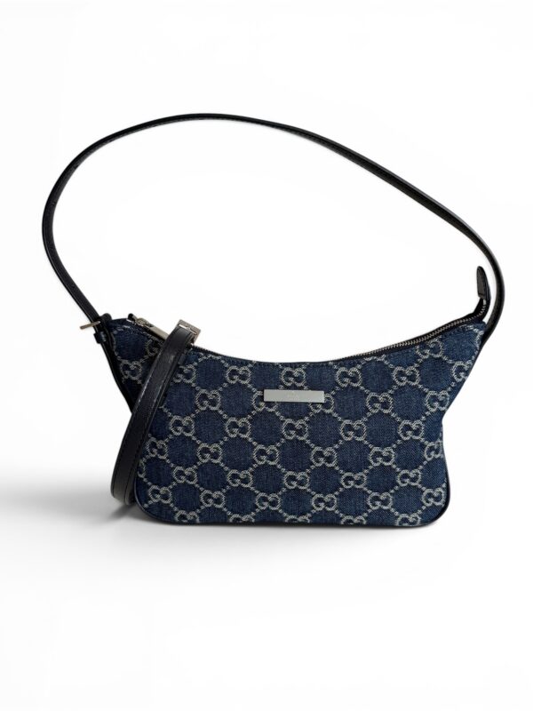 Gucci Lady Lunetta Small Shoulder Bag Dark Blue GG Denim