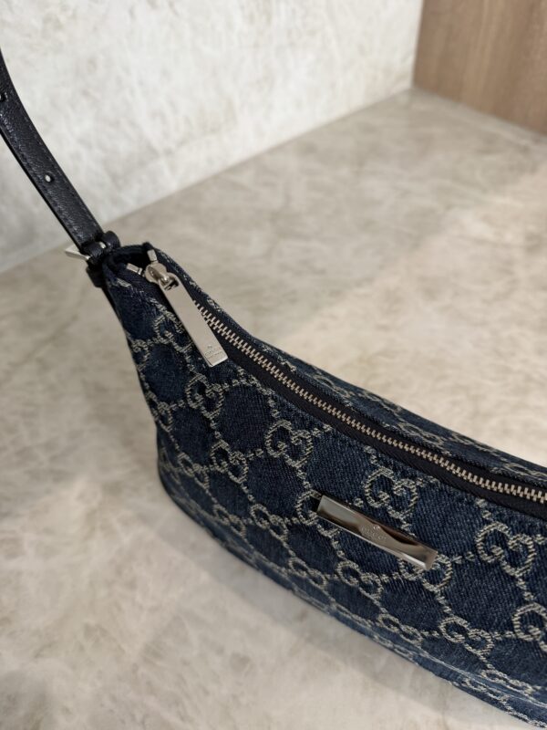 Gucci Lady Lunetta Small Shoulder Bag Dark Blue GG Denim