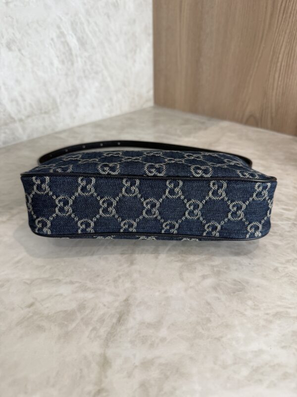 Gucci Lady Lunetta Small Shoulder Bag Dark Blue GG Denim