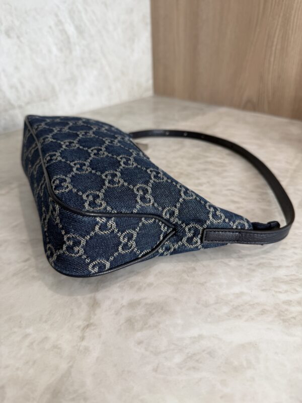Gucci Lady Lunetta Small Shoulder Bag Dark Blue GG Denim