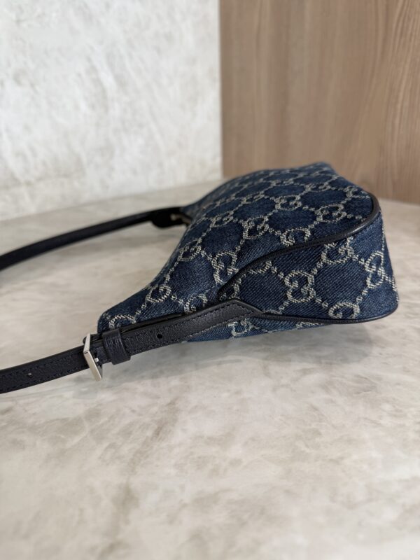Gucci Lady Lunetta Small Shoulder Bag Dark Blue GG Denim