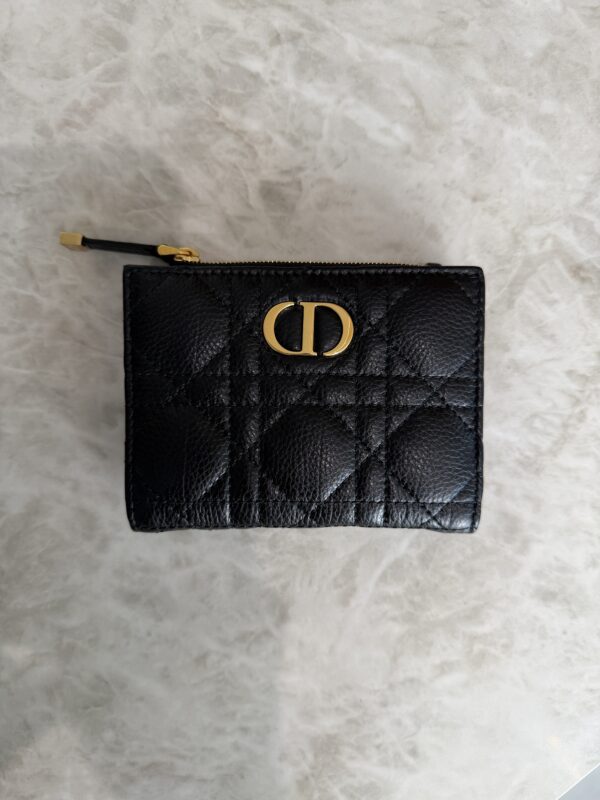 Christian Dior Caro Dahlia Wallet Black Supple Cannage Calfskin Black