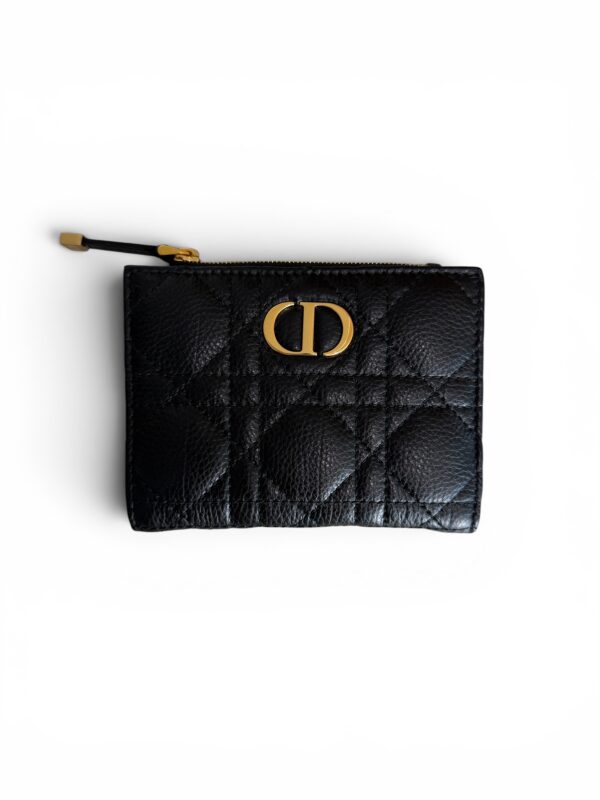 Christian Dior Caro Dahlia Wallet Black Supple Cannage Calfskin Black