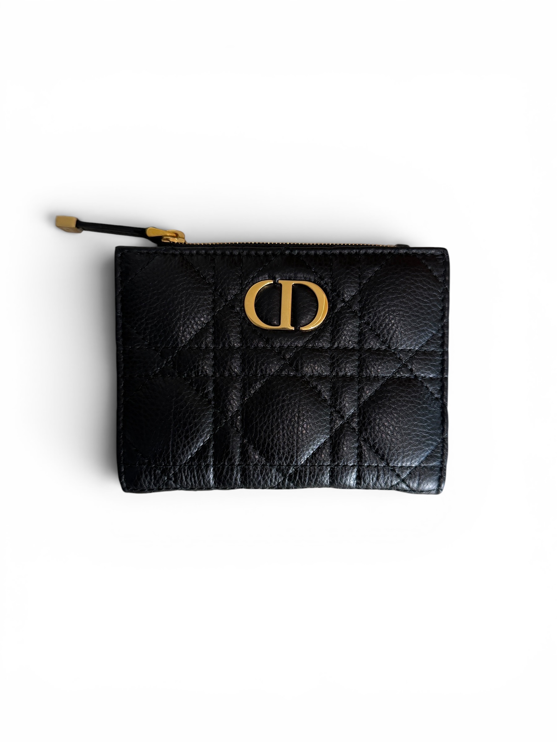 Christian Dior Caro Dahlia Wallet Black Supple Cannage Calfskin Black
