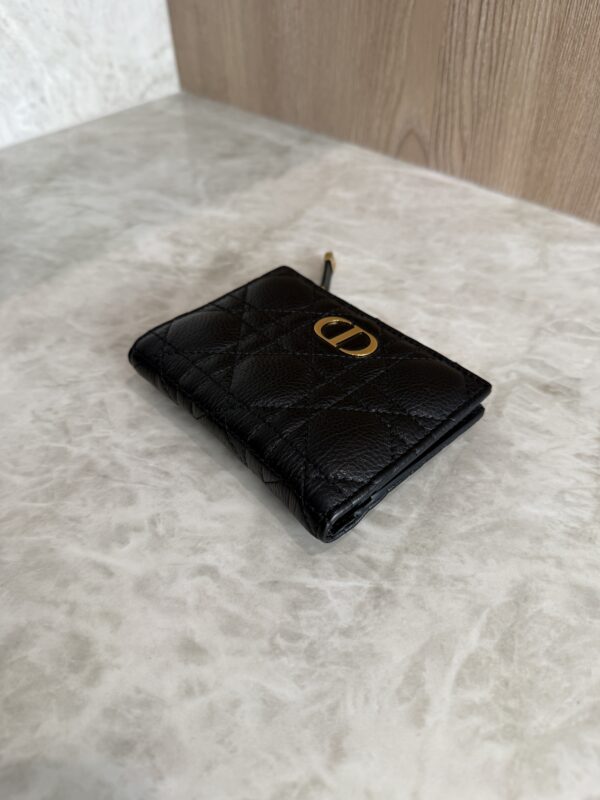 Christian Dior Caro Dahlia Wallet Black Supple Cannage Calfskin Black