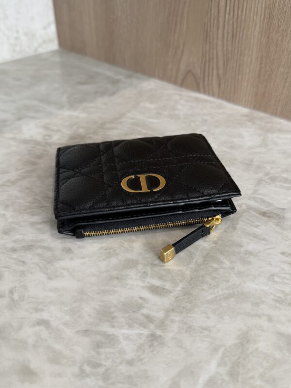 Christian Dior Caro Dahlia Wallet Black Supple Cannage Calfskin Black