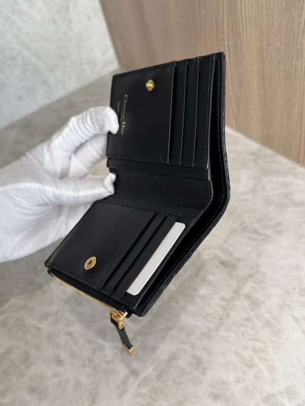 Christian Dior Caro Dahlia Wallet Black Supple Cannage Calfskin Black