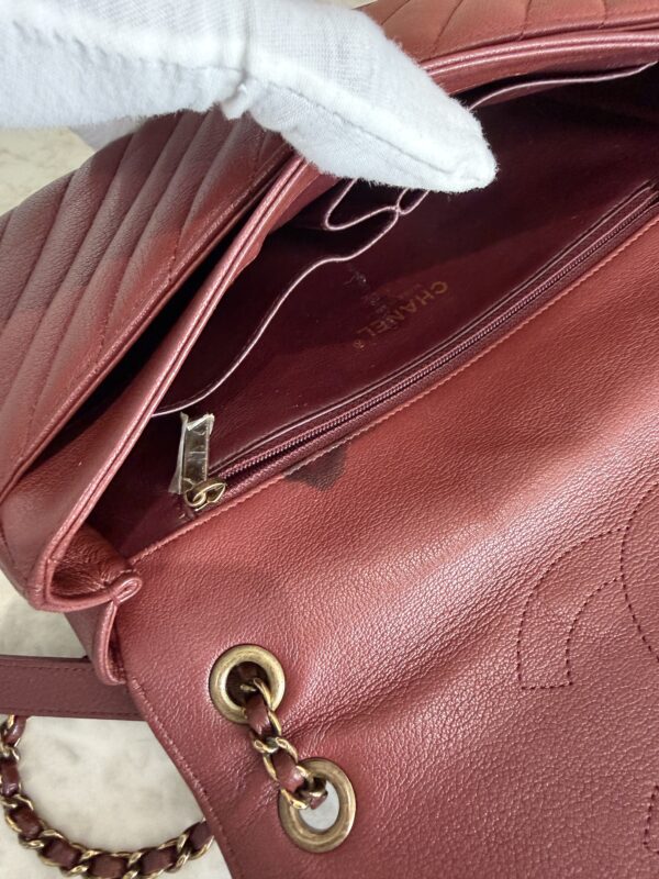Chanel Shiny Goatskin Diagonal Quilted Medium Flap Burgundy