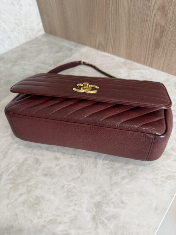 Chanel Shiny Goatskin Diagonal Quilted Medium Flap Burgundy