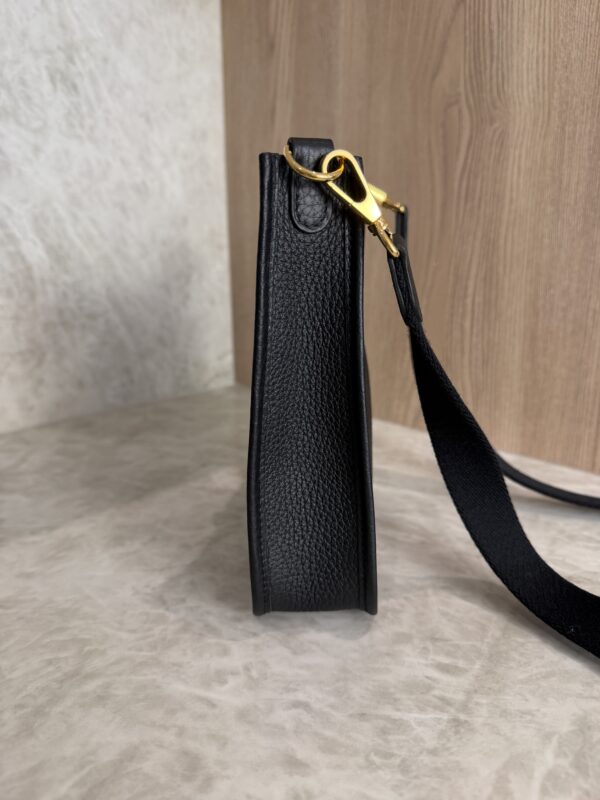 Hermes Taurillon Clemence Evelyne TPM Black and Gold