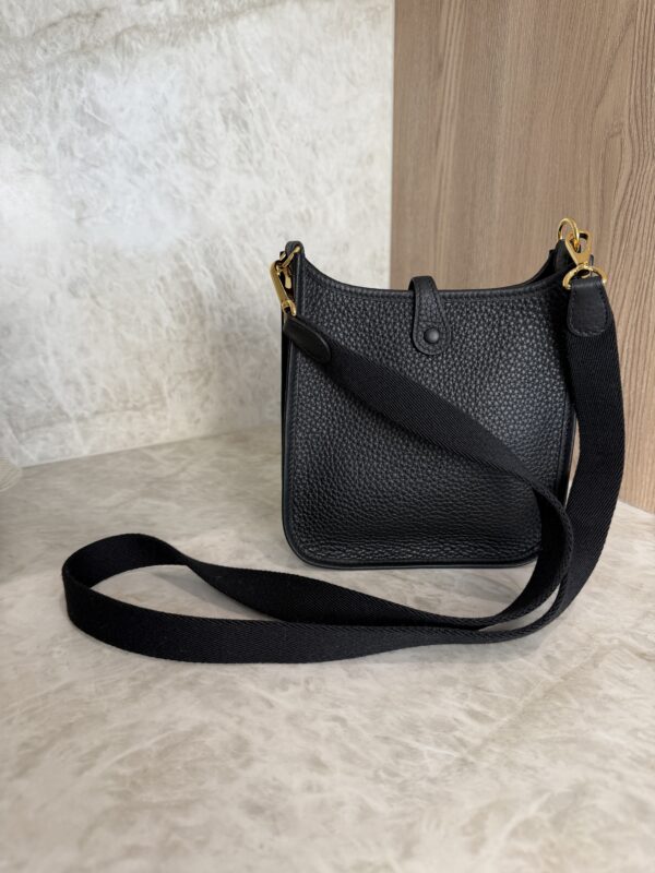 Hermes Taurillon Clemence Evelyne TPM Black and Gold