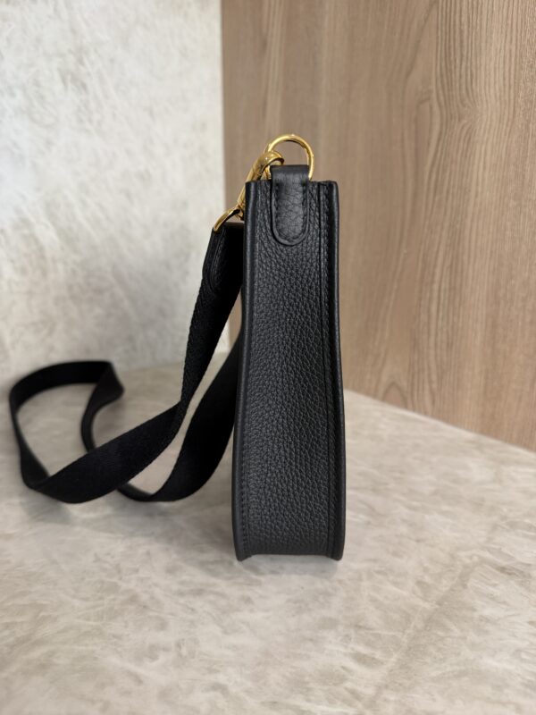 Hermes Taurillon Clemence Evelyne TPM Black and Gold