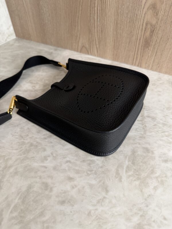 Hermes Taurillon Clemence Evelyne TPM Black and Gold