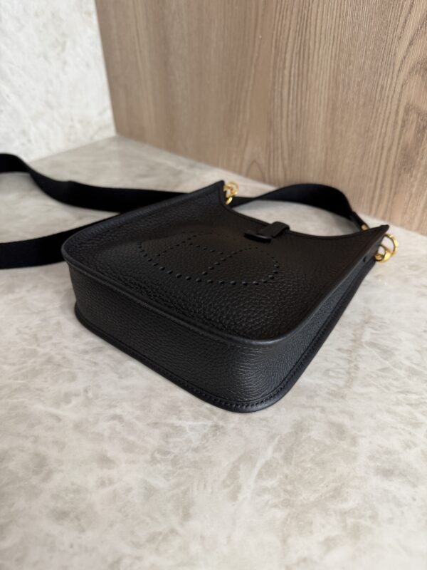 Hermes Taurillon Clemence Evelyne TPM Black and Gold