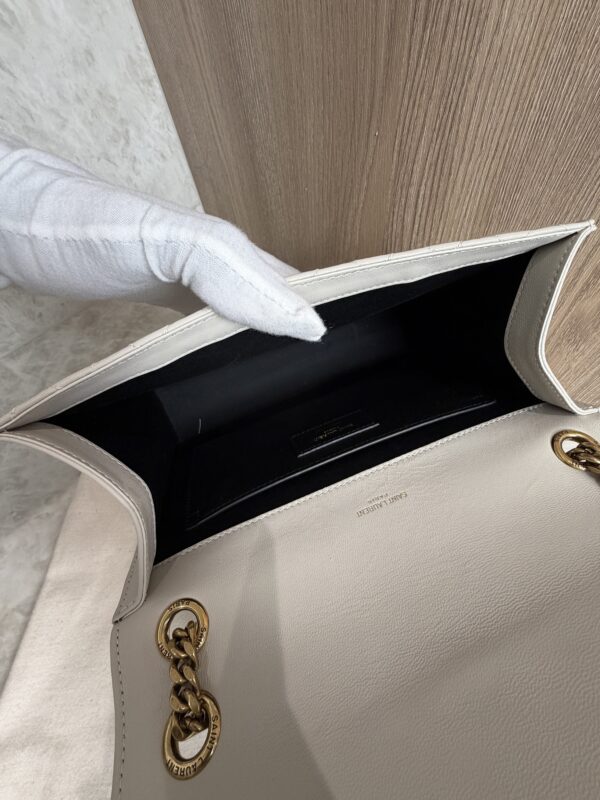 Saint Laurent (YSL) Textured Mixed Matelasse Medium Triquilt Monogram Satchel Blanc Vintage