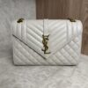 Saint Laurent (YSL) Textured Mixed Matelasse Medium Triquilt Monogram Satchel Blanc Vintage