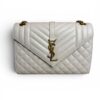 Saint Laurent (YSL) Textured Mixed Matelasse Medium Triquilt Monogram Satchel Blanc Vintage