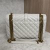 Saint Laurent (YSL) Textured Mixed Matelasse Medium Triquilt Monogram Satchel Blanc Vintage