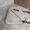Saint Laurent (YSL) Textured Mixed Matelasse Medium Triquilt Monogram Satchel Blanc Vintage