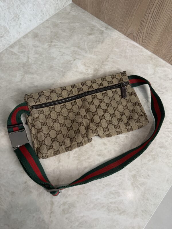 Gucci GG Monogram Web Double Pocket Belt Bag Ebony