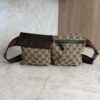 Gucci GG Monogram Web Double Pocket Belt Bag Ebony