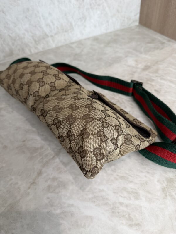 Gucci GG Monogram Web Double Pocket Belt Bag Ebony