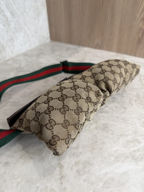 Gucci GG Monogram Web Double Pocket Belt Bag Ebony