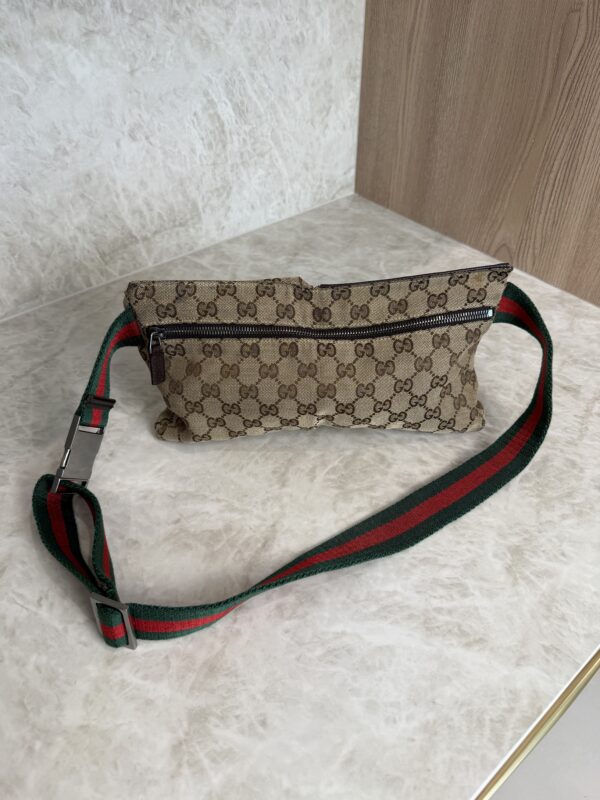 Gucci GG Monogram Web Double Pocket Belt Bag Ebony