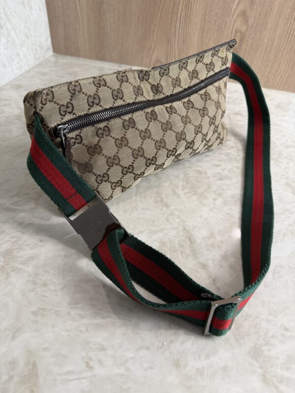 Gucci GG Monogram Web Double Pocket Belt Bag Ebony