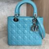 Christian Dior Lambskin Cannage Medium Lady Dior Silver Hardware Turquoise
