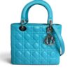 Christian Dior Lambskin Cannage Medium Lady Dior Silver Hardware Turquoise