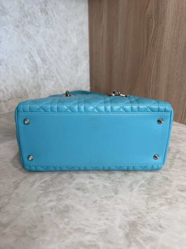 Christian Dior Lambskin Cannage Medium Lady Dior Silver Hardware Turquoise
