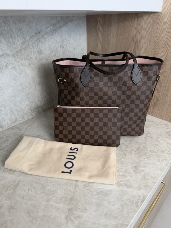 Louis Vuitton Damier Ebene Neverfull MM Rose Ballerine