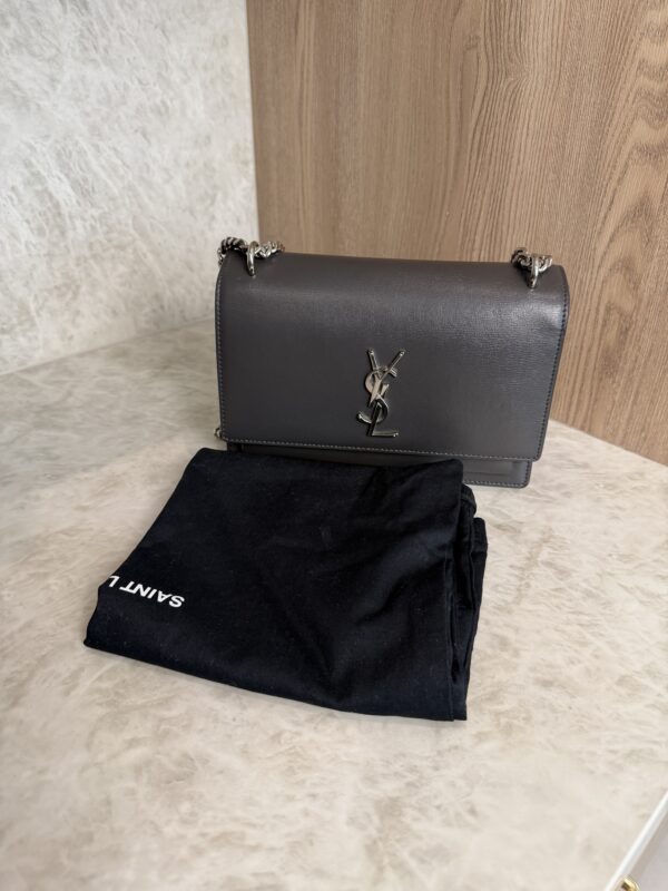 Saint Laurent (YSL) Calfskin Medium Monogram Sunset Dark Gray