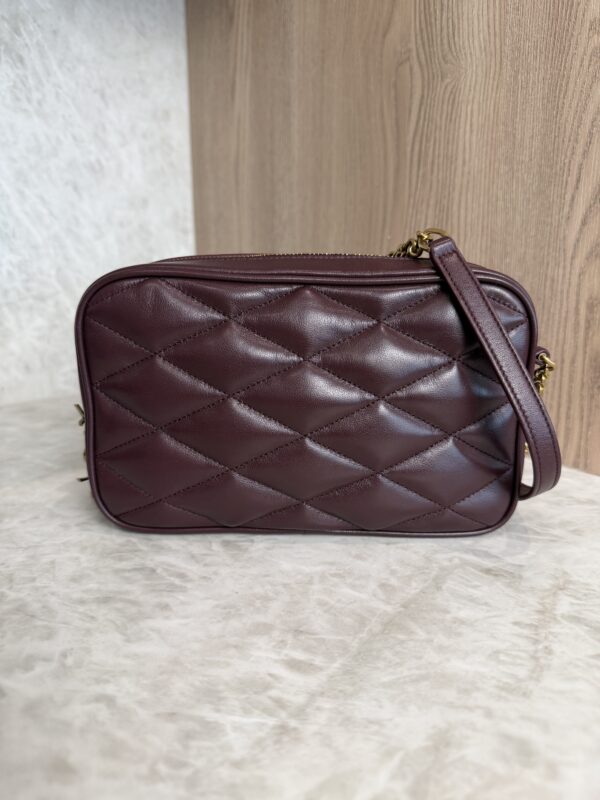 Saint Laurent (YSL) Lambskin Quilted Mini Camera Bag Crema Soft Hot Wine
