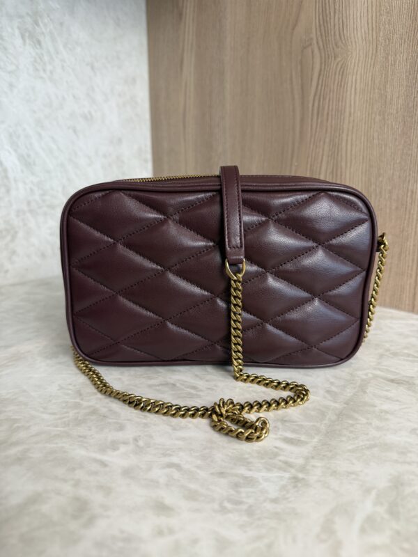 Saint Laurent (YSL) Lambskin Quilted Mini Camera Bag Crema Soft Hot Wine