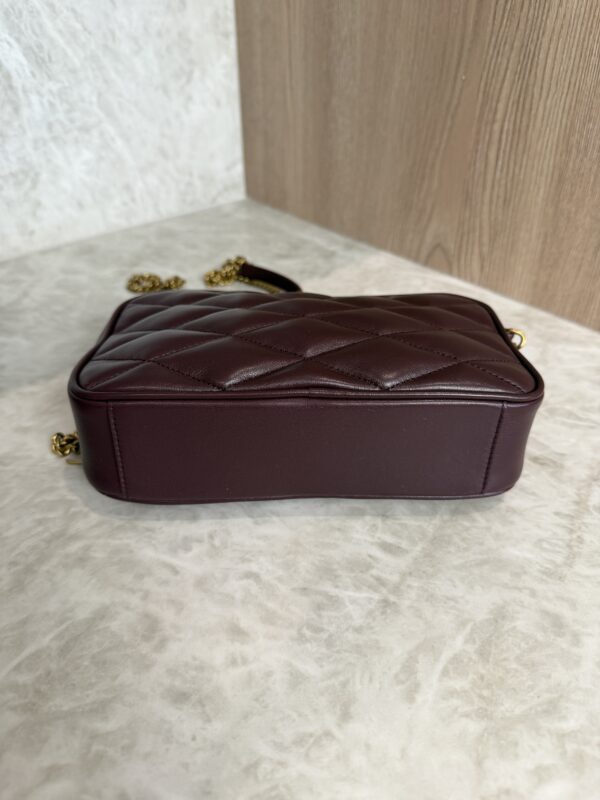 Saint Laurent (YSL) Lambskin Quilted Mini Camera Bag Crema Soft Hot Wine