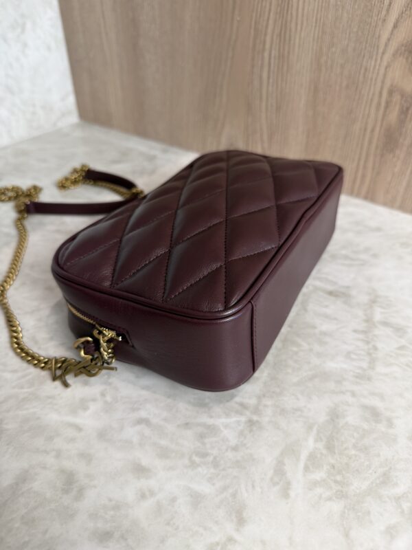 Saint Laurent (YSL) Lambskin Quilted Mini Camera Bag Crema Soft Hot Wine