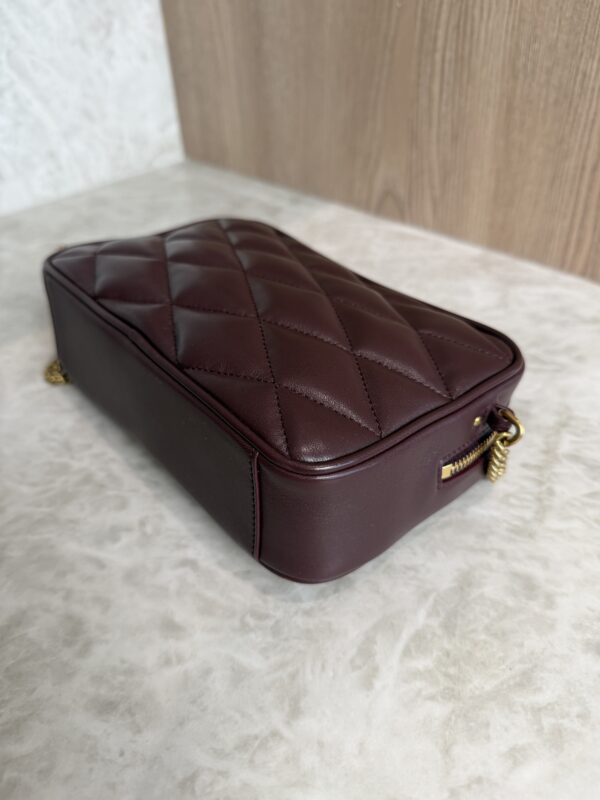 Saint Laurent (YSL) Lambskin Quilted Mini Camera Bag Crema Soft Hot Wine