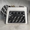 Fendi Vitello Flocked Small Runaway Satchel Black and White