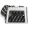 Fendi Vitello Flocked Small Runaway Satchel Black and White