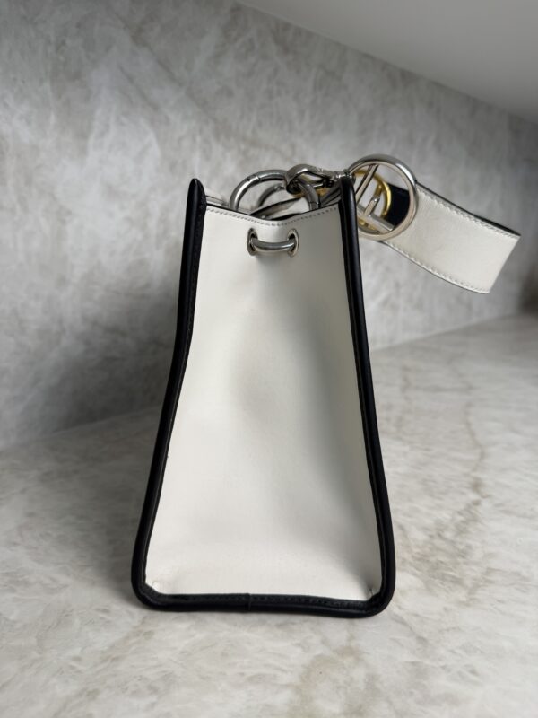 Fendi Vitello Flocked Small Runaway Satchel Black and White