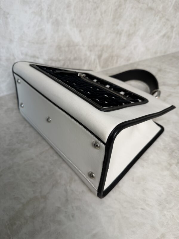 Fendi Vitello Flocked Small Runaway Satchel Black and White
