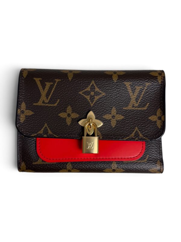 Louis Vuitton Monogram Flower Lock Compact Wallet Coquelicot